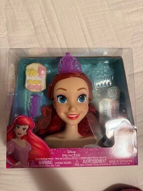 Disney Ariel Styling Head with Red Hair and Purple Tiara